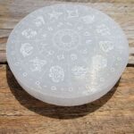 5 Inch Etched Selenite Charging Zodiac Calendar Plate Bowls Lowcountry Crystals | Healing Gemstones, Crystal Jewelry, and Spiritual Gifts
