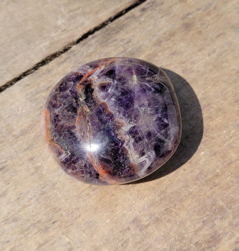 Chevron Amethyst Palm Stone Palm Stones Lowcountry Crystals | Healing Gemstones, Crystal Jewelry, and Spiritual Gifts
