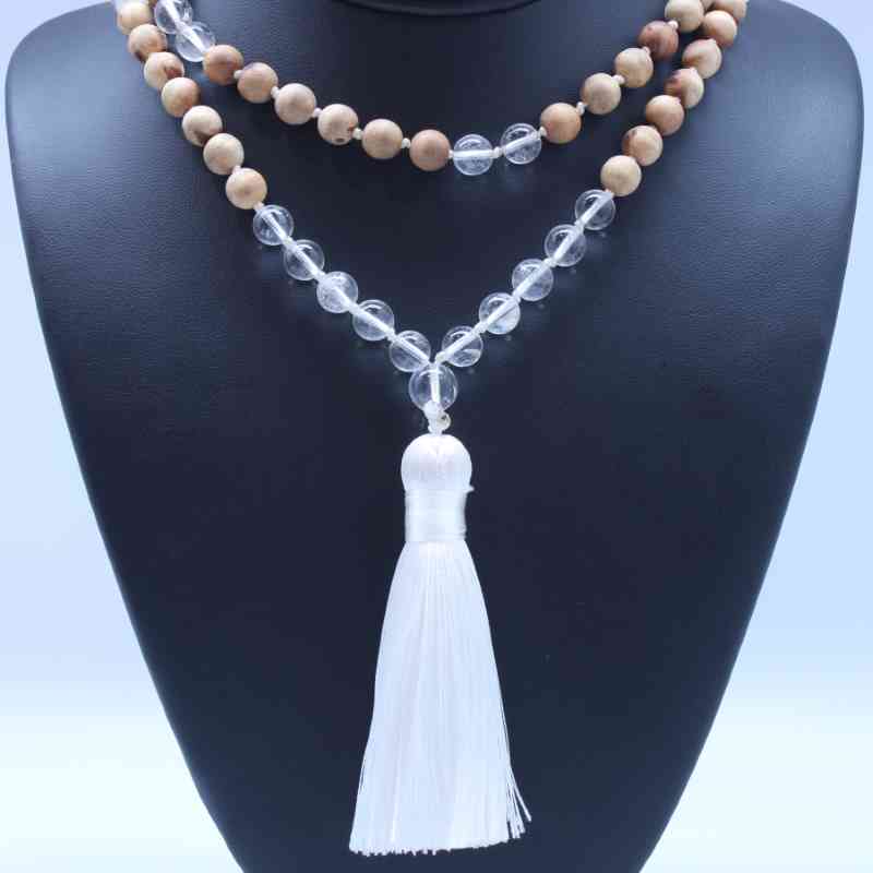 Clear Quartz Mala Bead Necklace Malas Lowcountry Crystals | Healing Gemstones, Crystal Jewelry, and Spiritual Gifts