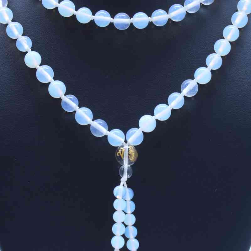 Opalite Mala Bead Necklace –  Length: 22  8mm Beads Malas Lowcountry Crystals | Healing Gemstones, Crystal Jewelry, and Spiritual Gifts