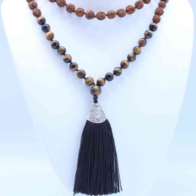 Tiger Eye Mala Bead  Necklace –  Length: 23  8mm Beads Malas Lowcountry Crystals | Healing Gemstones, Crystal Jewelry, and Spiritual Gifts