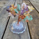 Mixed Crystal Tree with Agate Slice Base