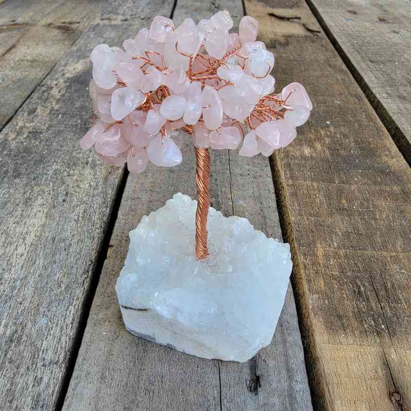 Rose Quartz Crystal Tree with Quartz Base