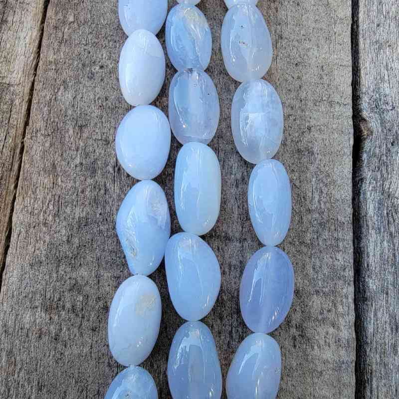 Large Blue Oval Chalcedony Bead Strand Beads Lowcountry Crystals | Healing Gemstones, Crystal Jewelry, and Spiritual Gifts