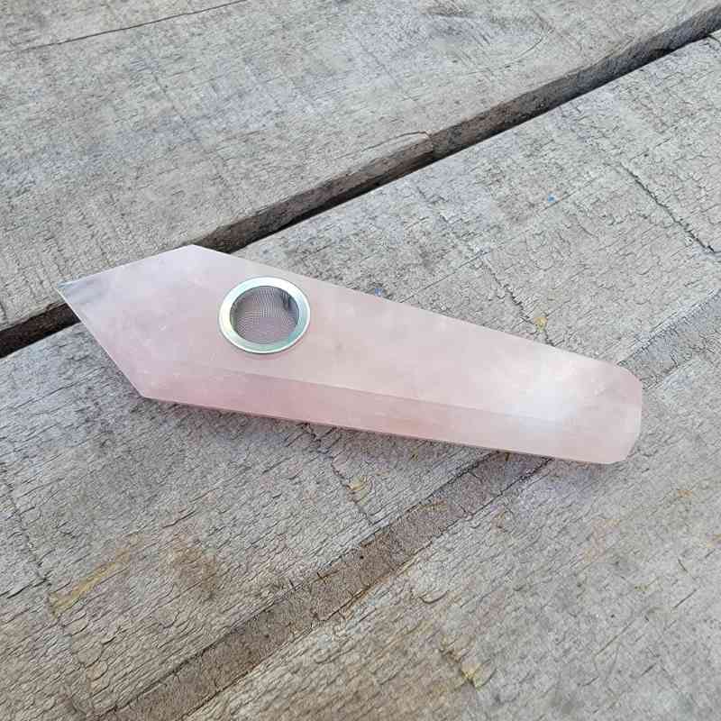 Rose Quartz Crystal Pipe Pipes Lowcountry Crystals | Healing Gemstones, Crystal Jewelry, and Spiritual Gifts