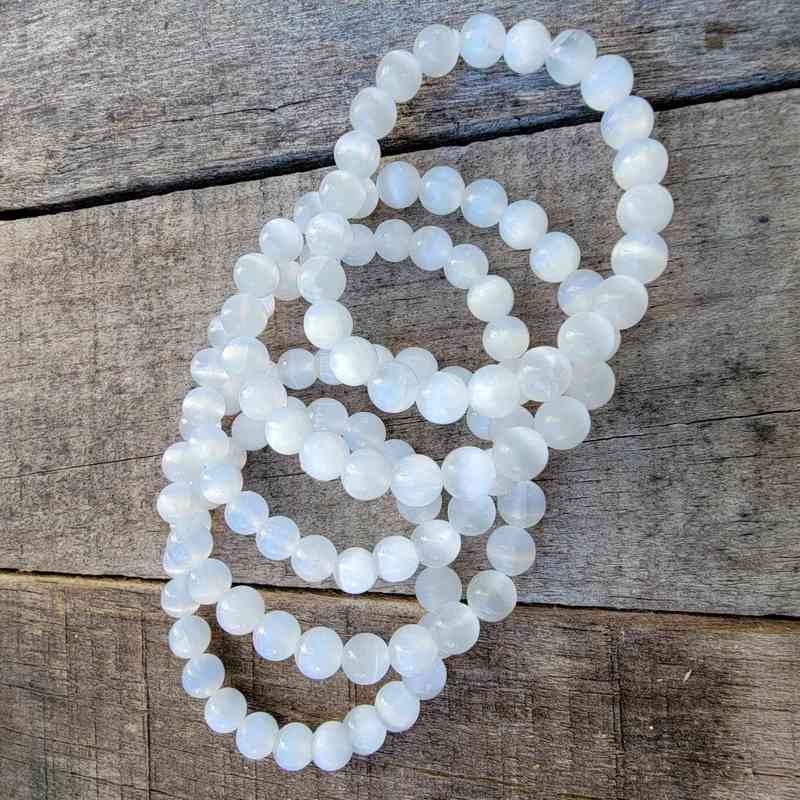 Selenite Bracelet – 8mm Bracelets Lowcountry Crystals | Healing Gemstones, Crystal Jewelry, and Spiritual Gifts