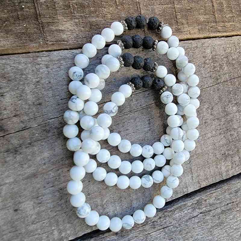Howlite Lava Bead Bracelet – 6mm Bracelets Lowcountry Crystals | Healing Gemstones, Crystal Jewelry, and Spiritual Gifts