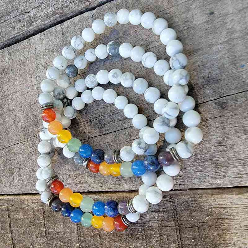 Howlite Chakra Bracelet – 6mm Bracelets Lowcountry Crystals | Healing Gemstones, Crystal Jewelry, and Spiritual Gifts