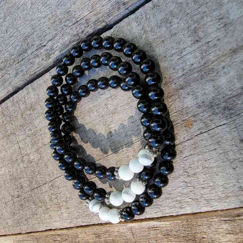 Obsidian / Howlite Bracelet – 6mm Bracelets Lowcountry Crystals | Healing Gemstones, Crystal Jewelry, and Spiritual Gifts